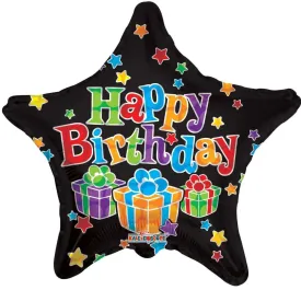 18" Happy Birthday Big Dots Black Mylar Balloon #439