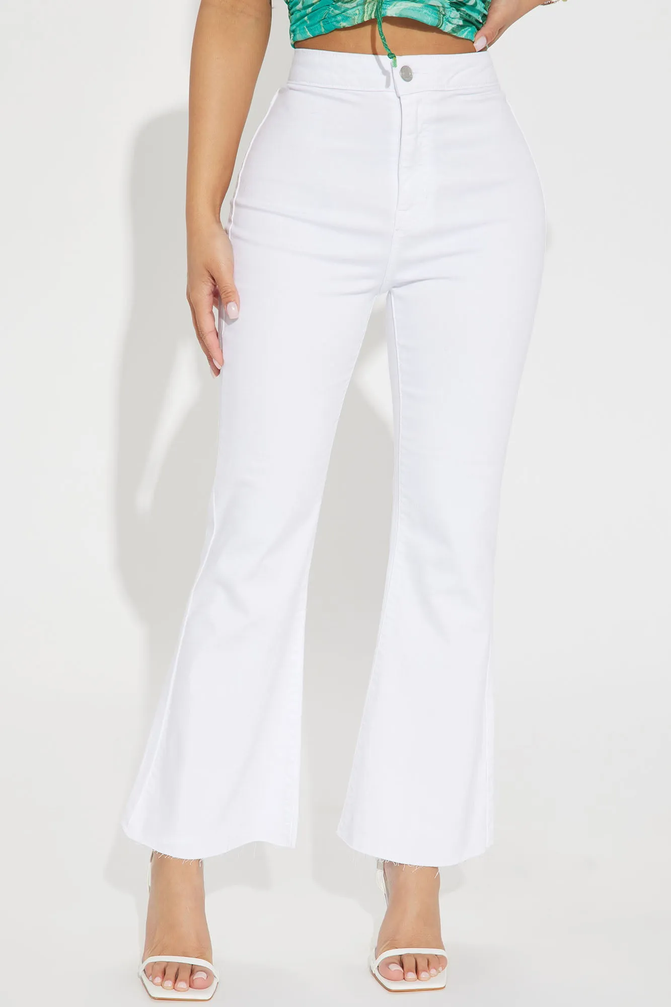 All For You Stretch Crop Flare Jean - White