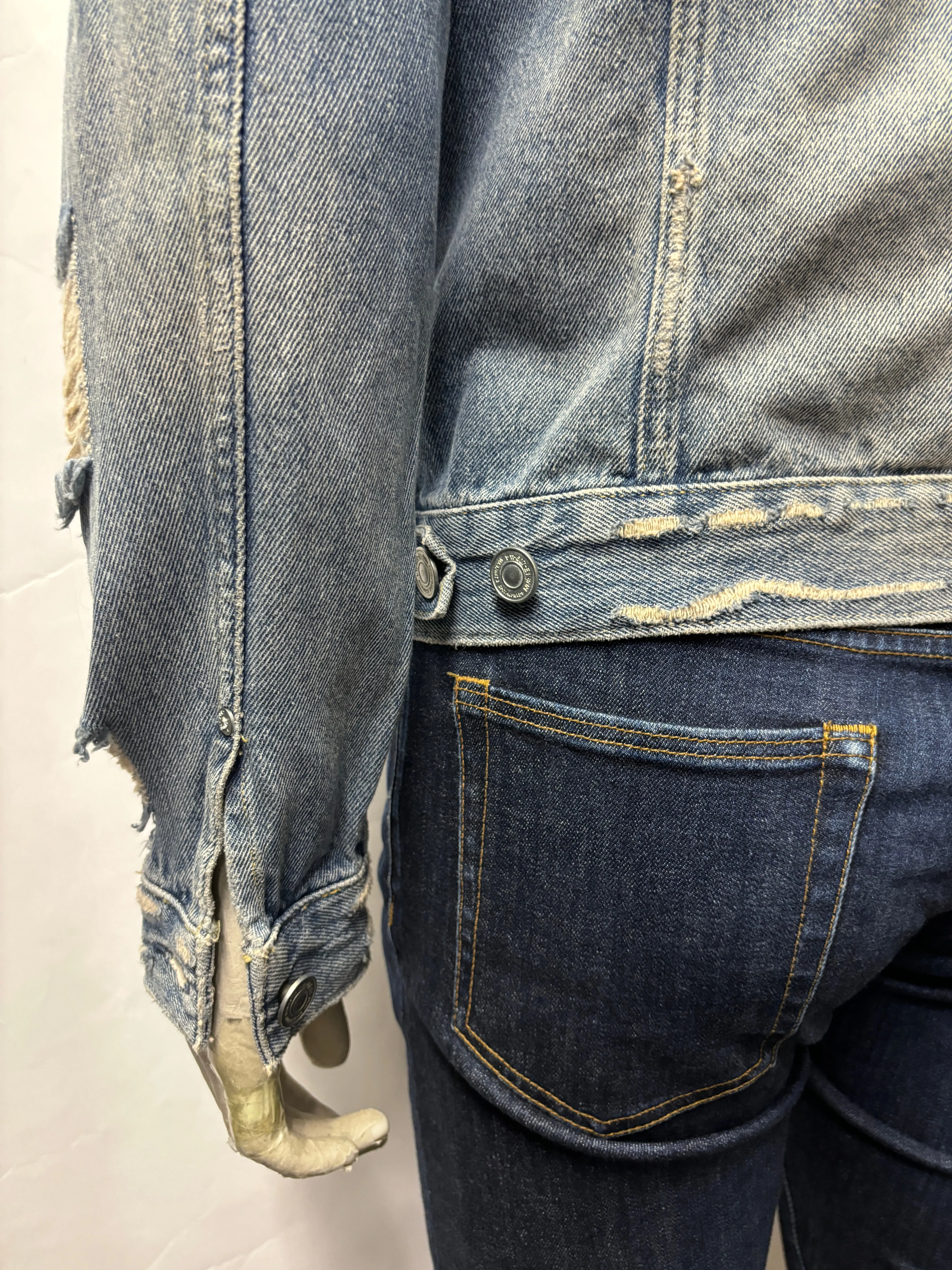 All Saints Blue Distressed Denim Jacket Medium