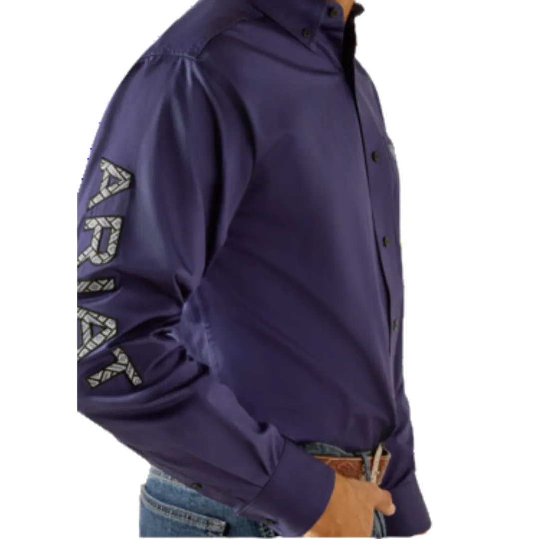 Ariat Men's Team Logo Twill Classic Fit Button Down Light Bue Shirt