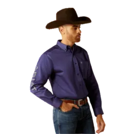 Ariat Men's Team Logo Twill Classic Fit Button Down Light Bue Shirt