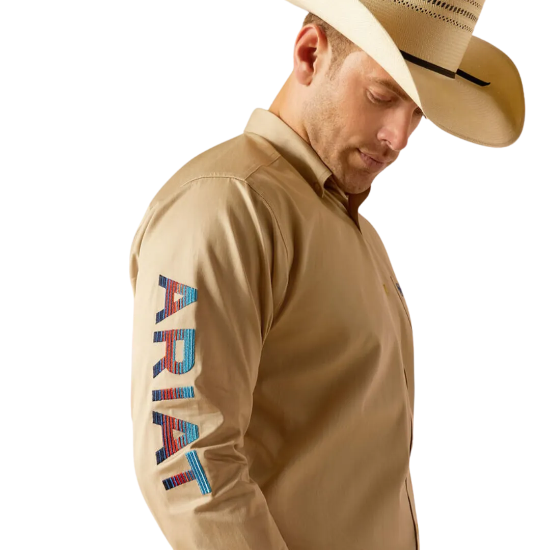 Ariat Men's Team Logo Twill Classic Fit Khaki Shirt