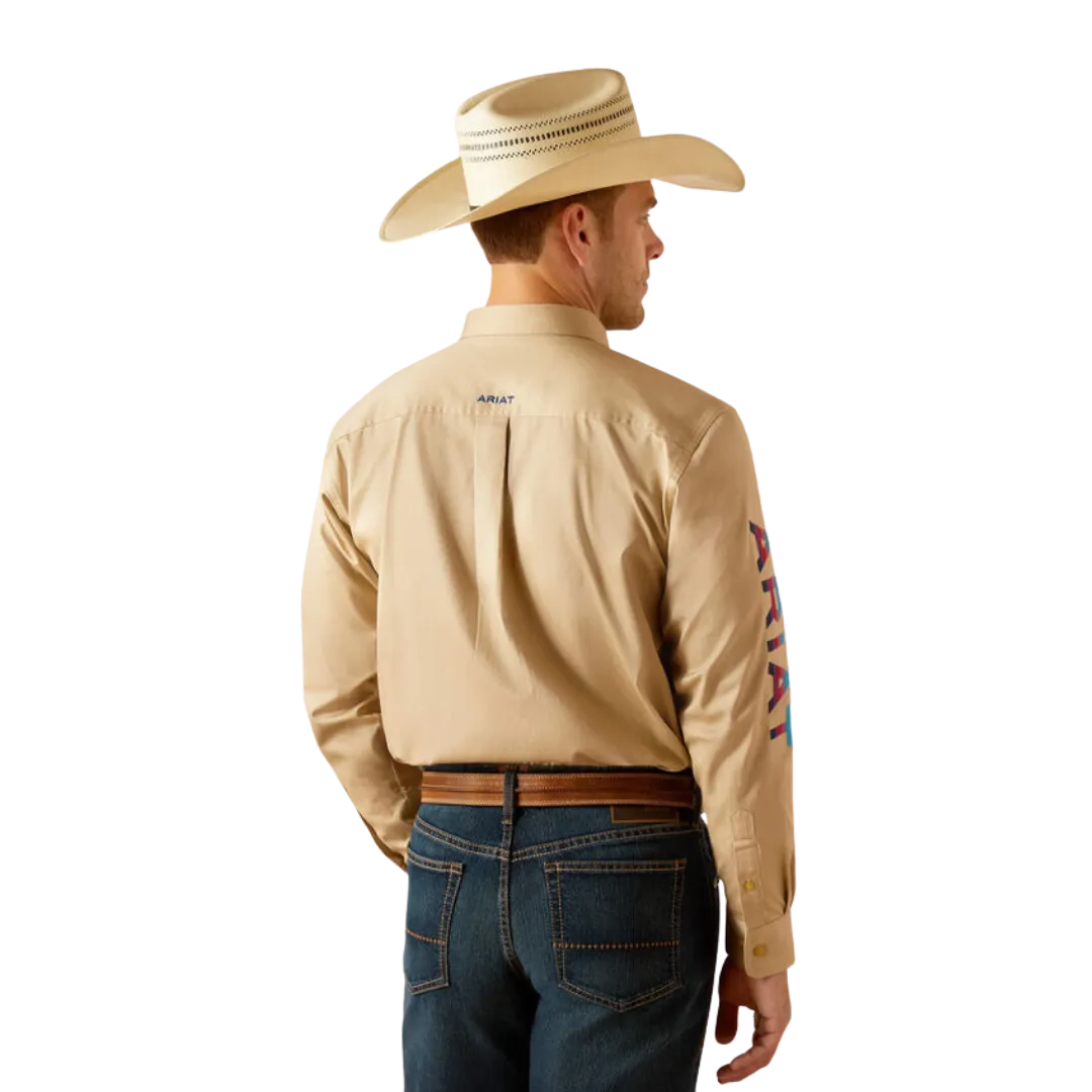 Ariat Men's Team Logo Twill Classic Fit Khaki Shirt