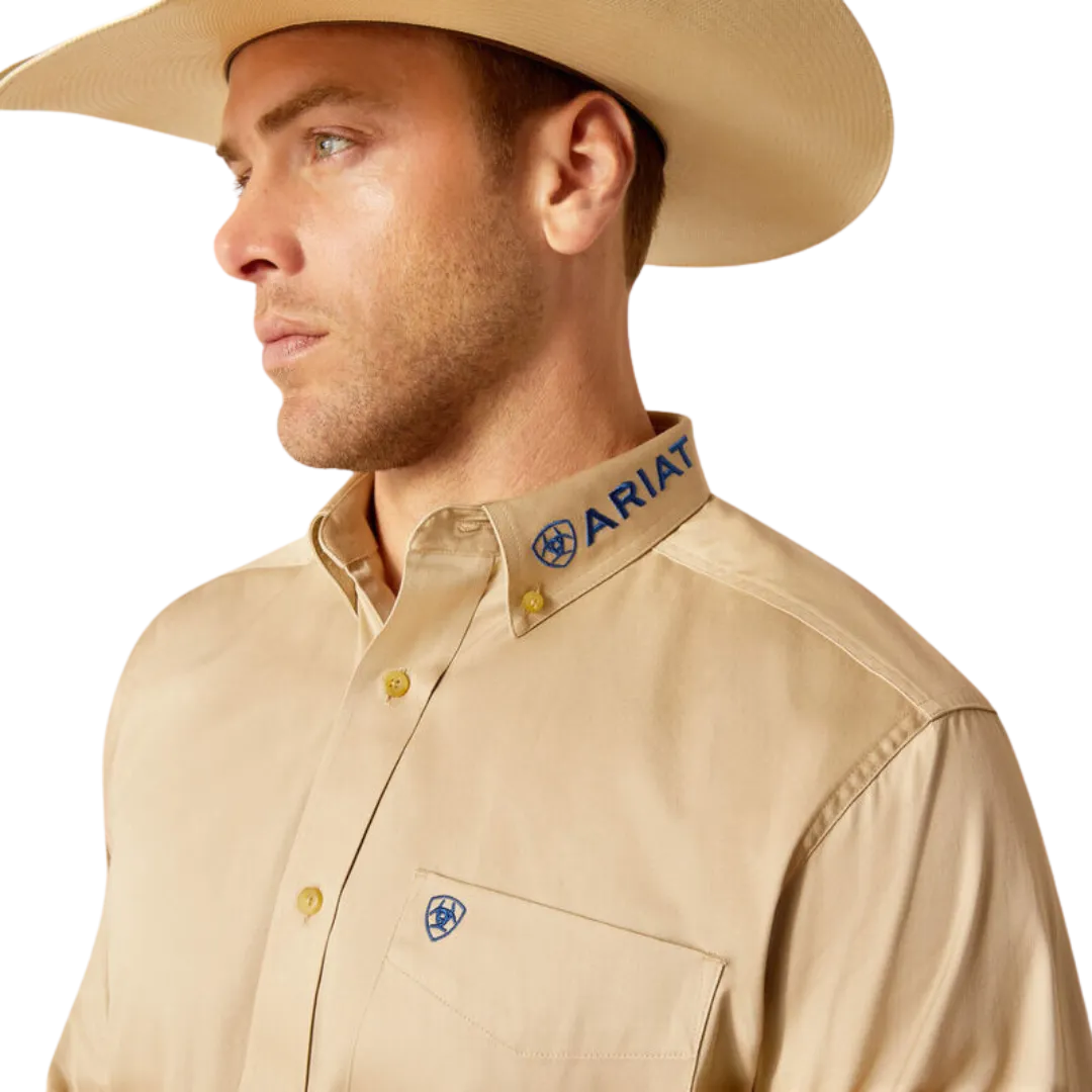 Ariat Men's Team Logo Twill Classic Fit Khaki Shirt