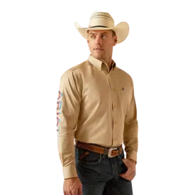 Ariat Men's Team Logo Twill Classic Fit Khaki Shirt
