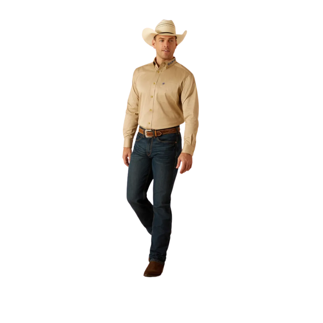 Ariat Men's Team Logo Twill Classic Fit Khaki Shirt