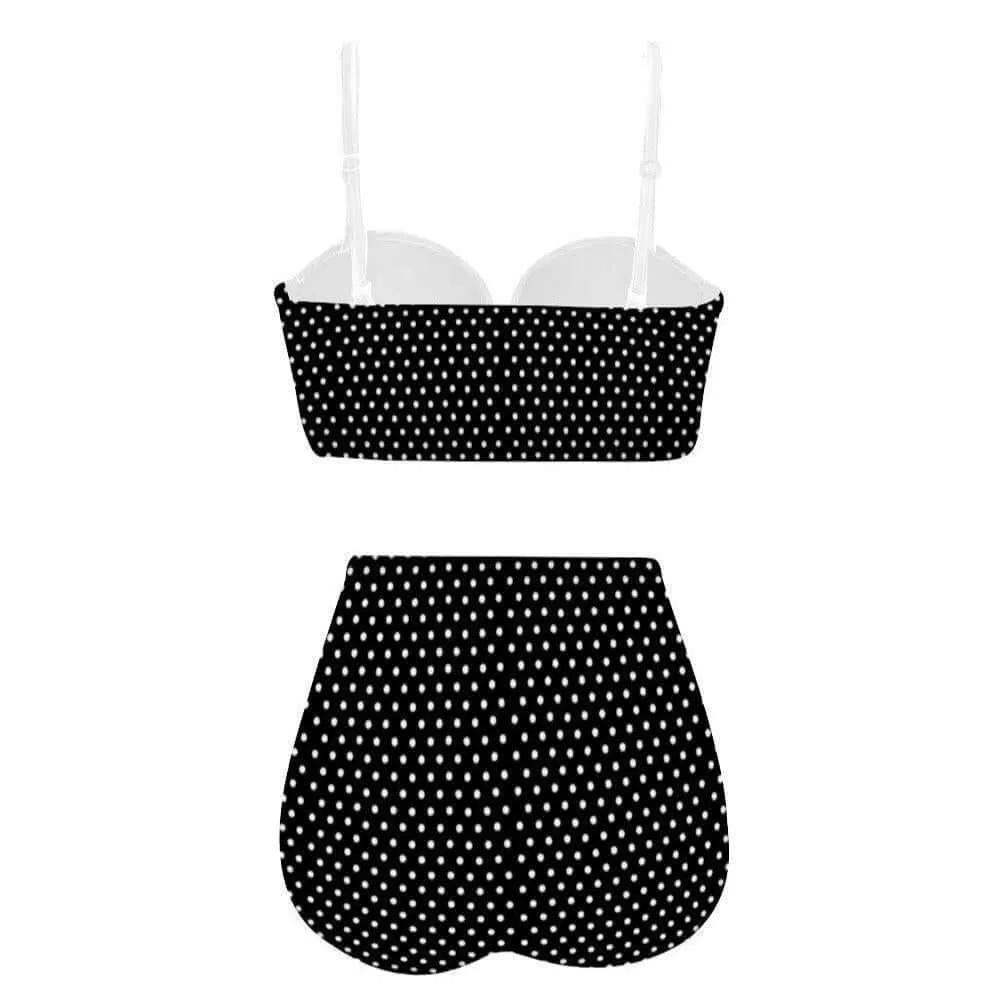 Black Polka Dot High Waist Retro Bikini