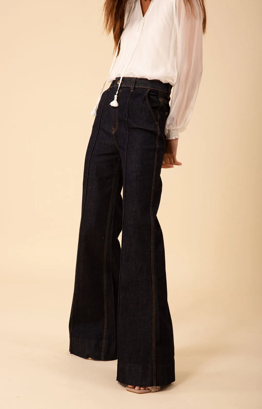 Blake Flare Leg Denim Trouser Made in California