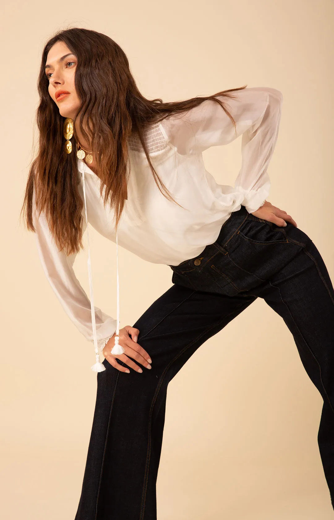 Blake Flare Leg Denim Trouser Made in California