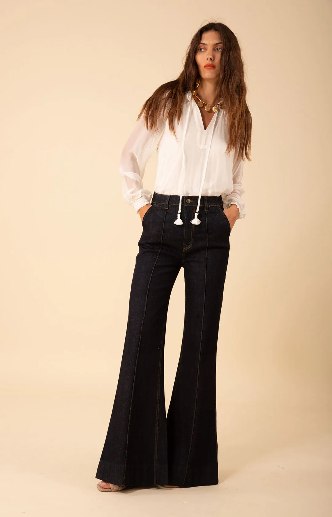 Blake Flare Leg Denim Trouser Made in California