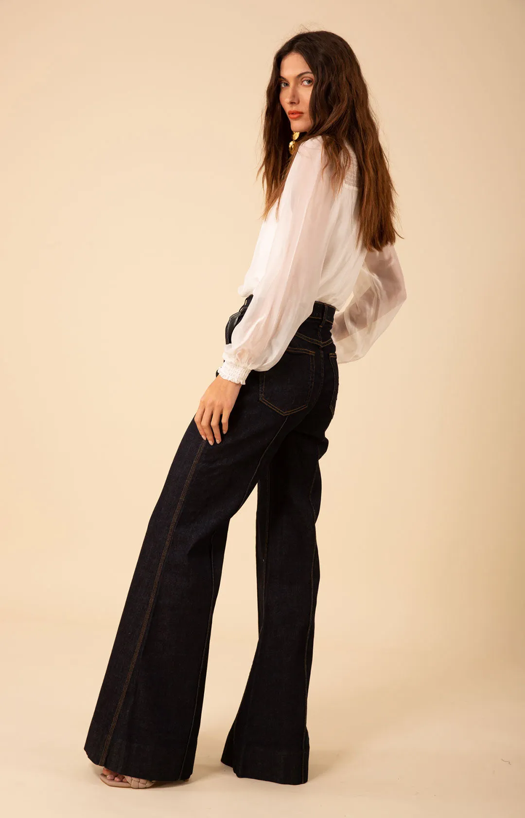 Blake Flare Leg Denim Trouser Made in California