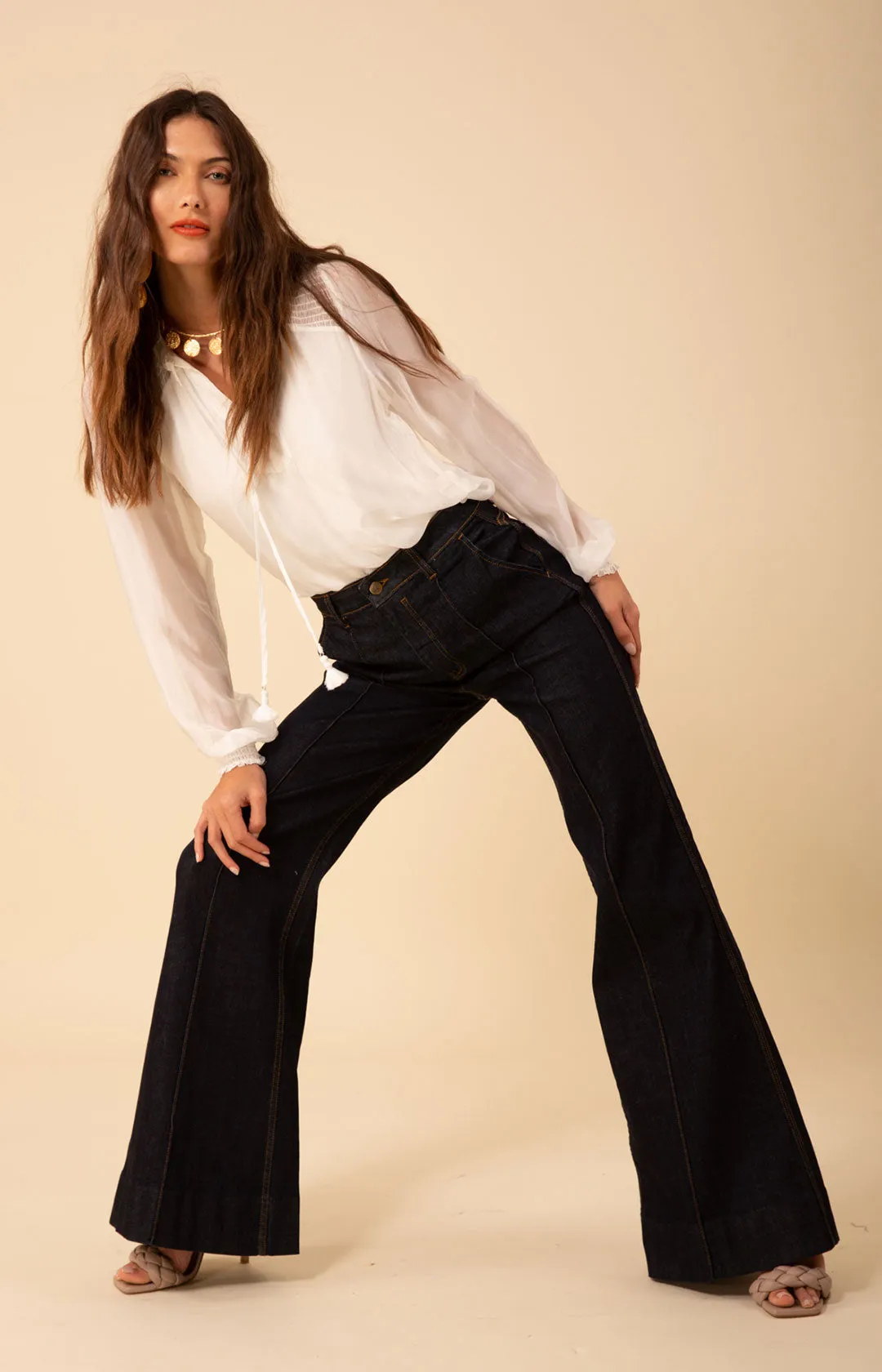 Blake Flare Leg Denim Trouser Made in California