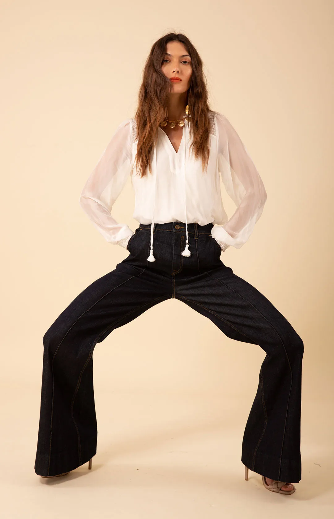 Blake Flare Leg Denim Trouser Made in California