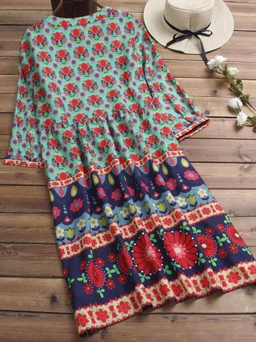 Bohemian Floral Print Dress