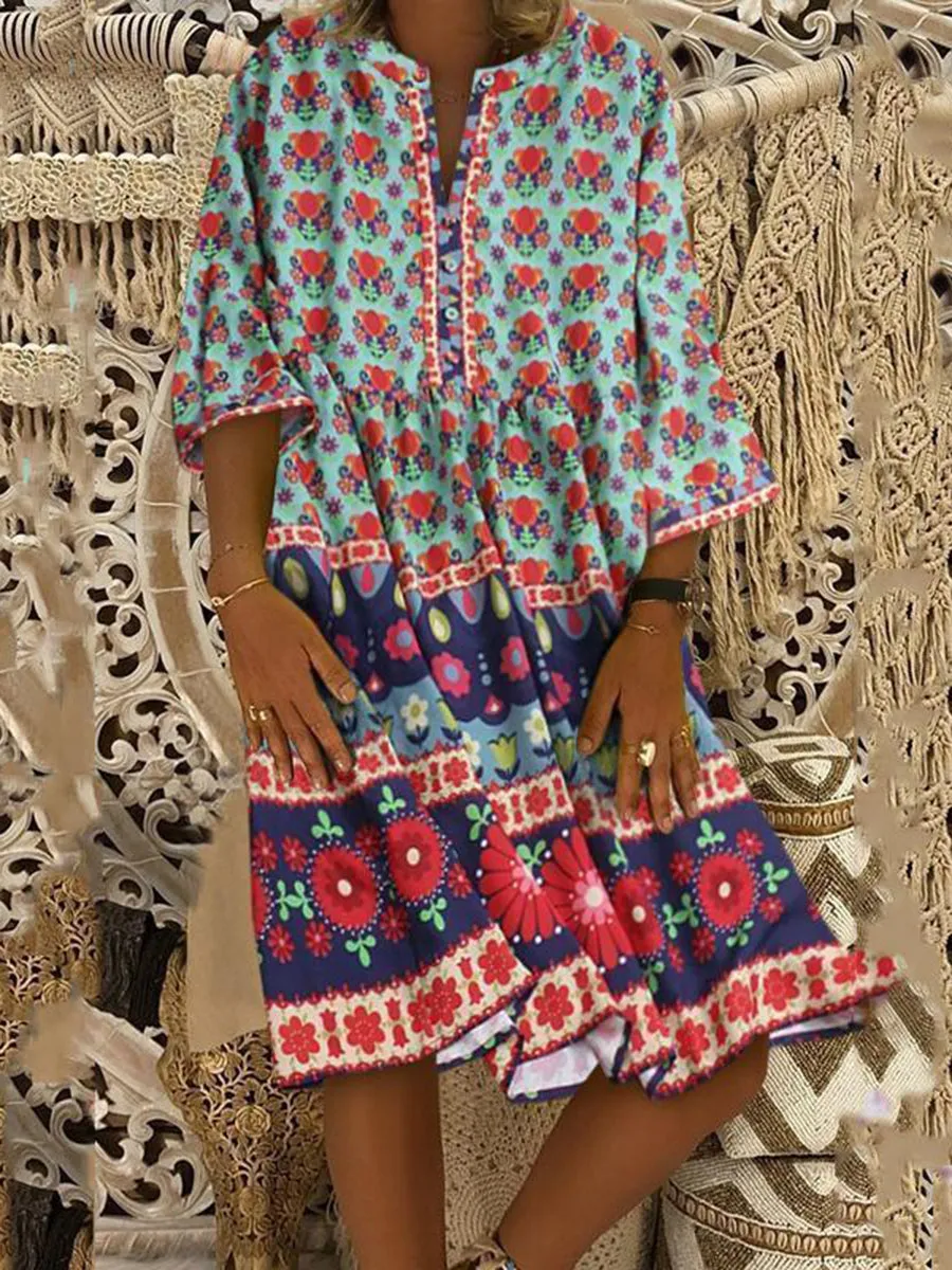 Bohemian Floral Print Dress