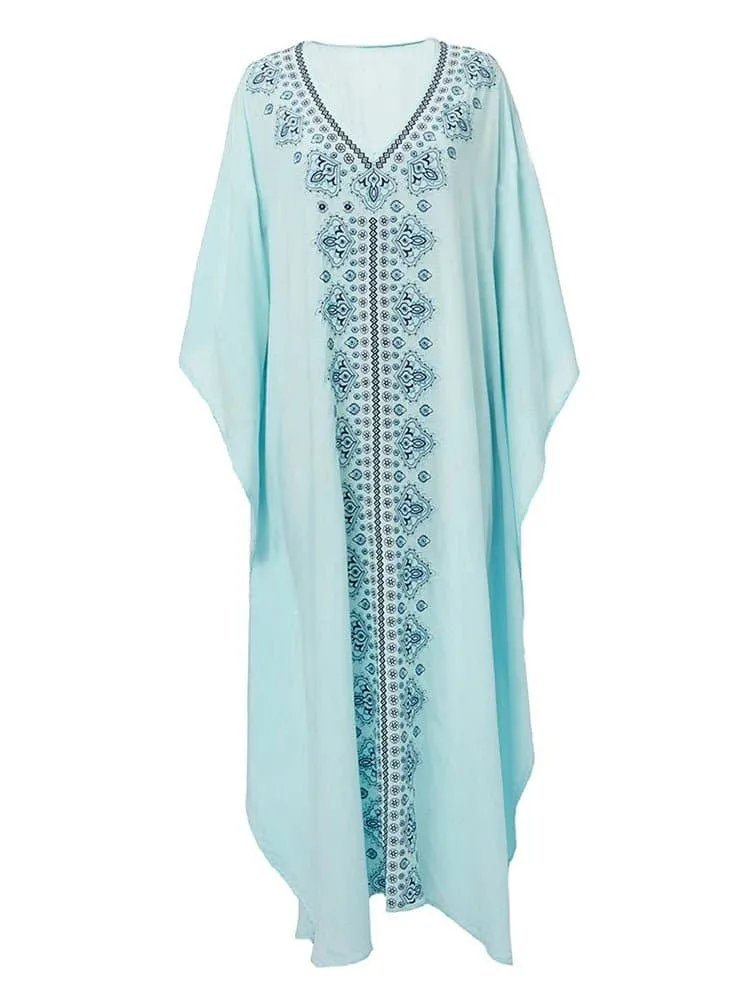 Bohemian Maxi Dress in Floral Pattern - Comfortable and Trendy Cotton Dress