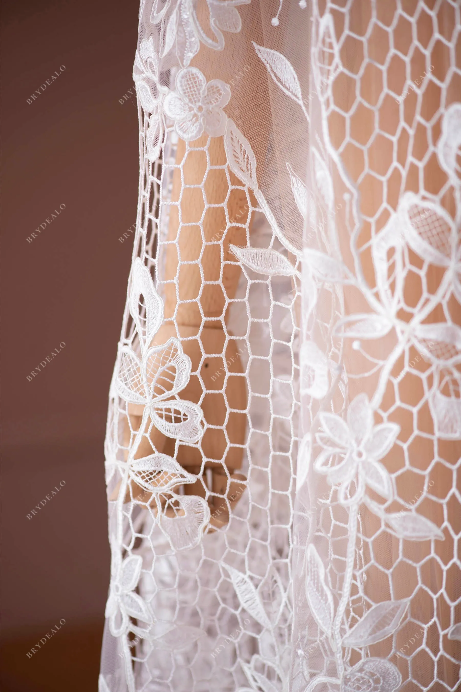 Boho Floral Designer Honeycomb Lace Fabric Online