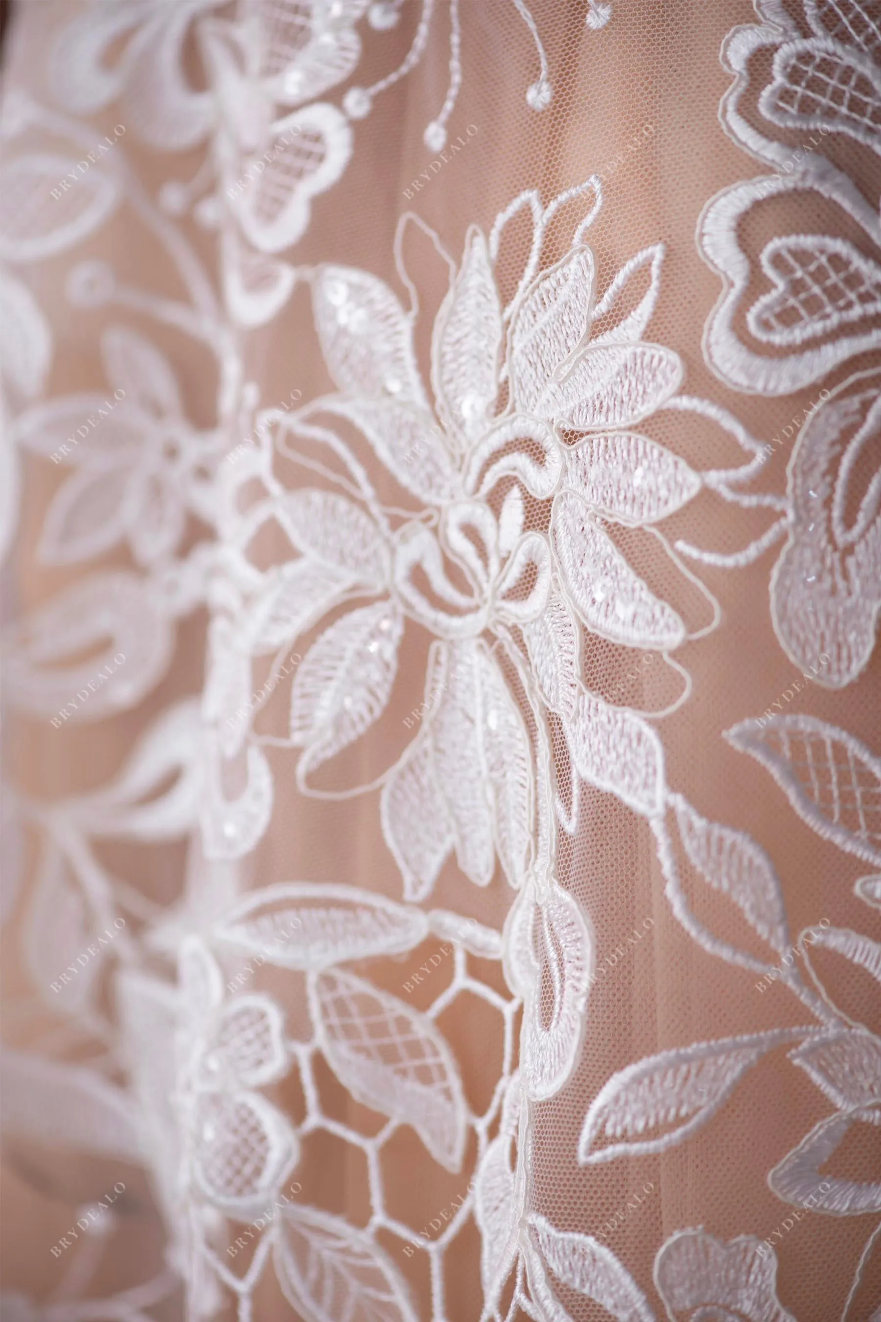 Boho Floral Designer Honeycomb Lace Fabric Online
