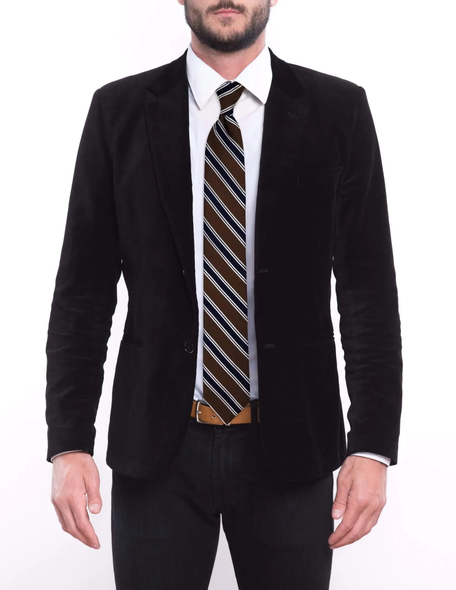 Brown Navy Striped Tie
