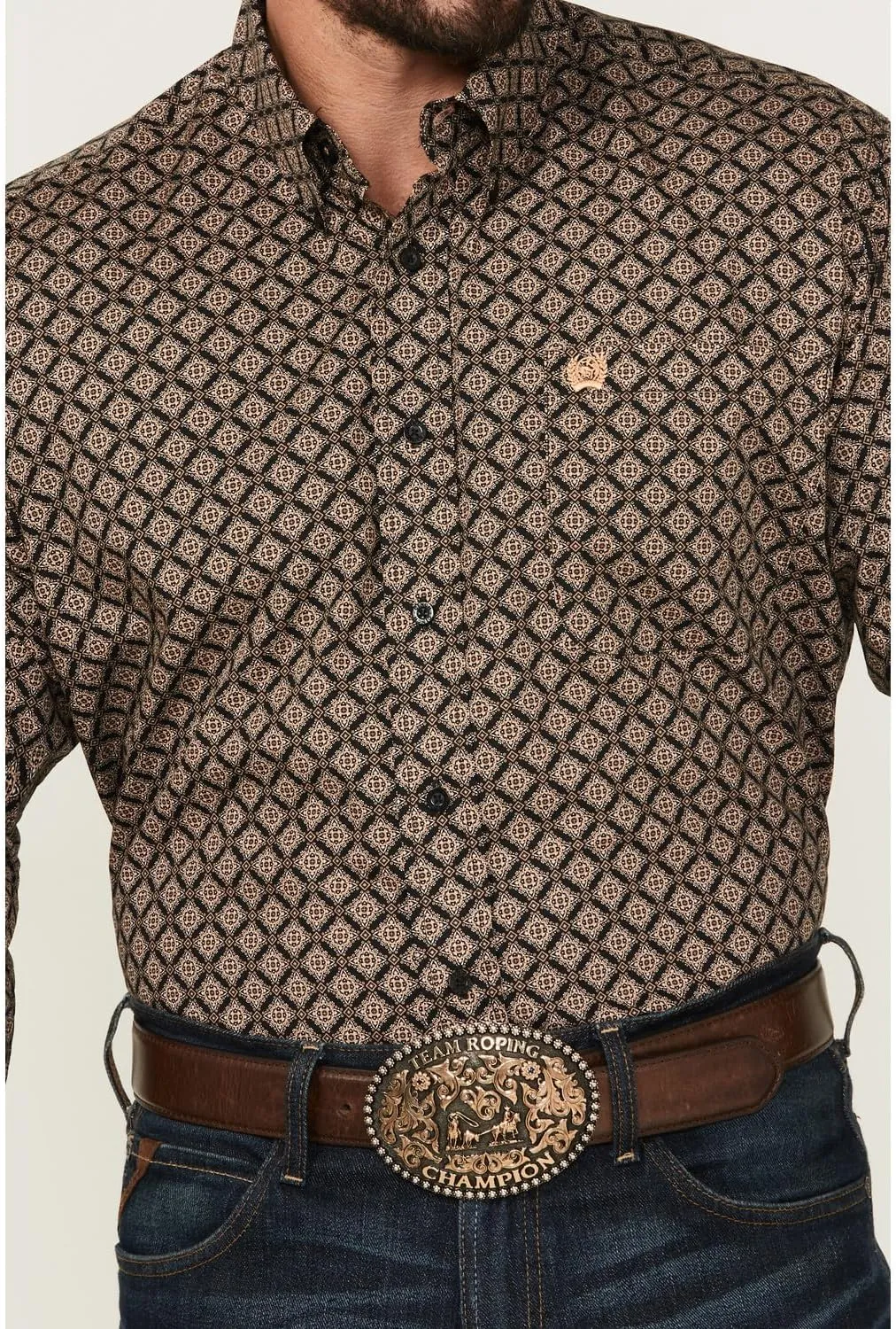 Cinch Men's Classic Button-Down Western Shirt Navy Paisley Print