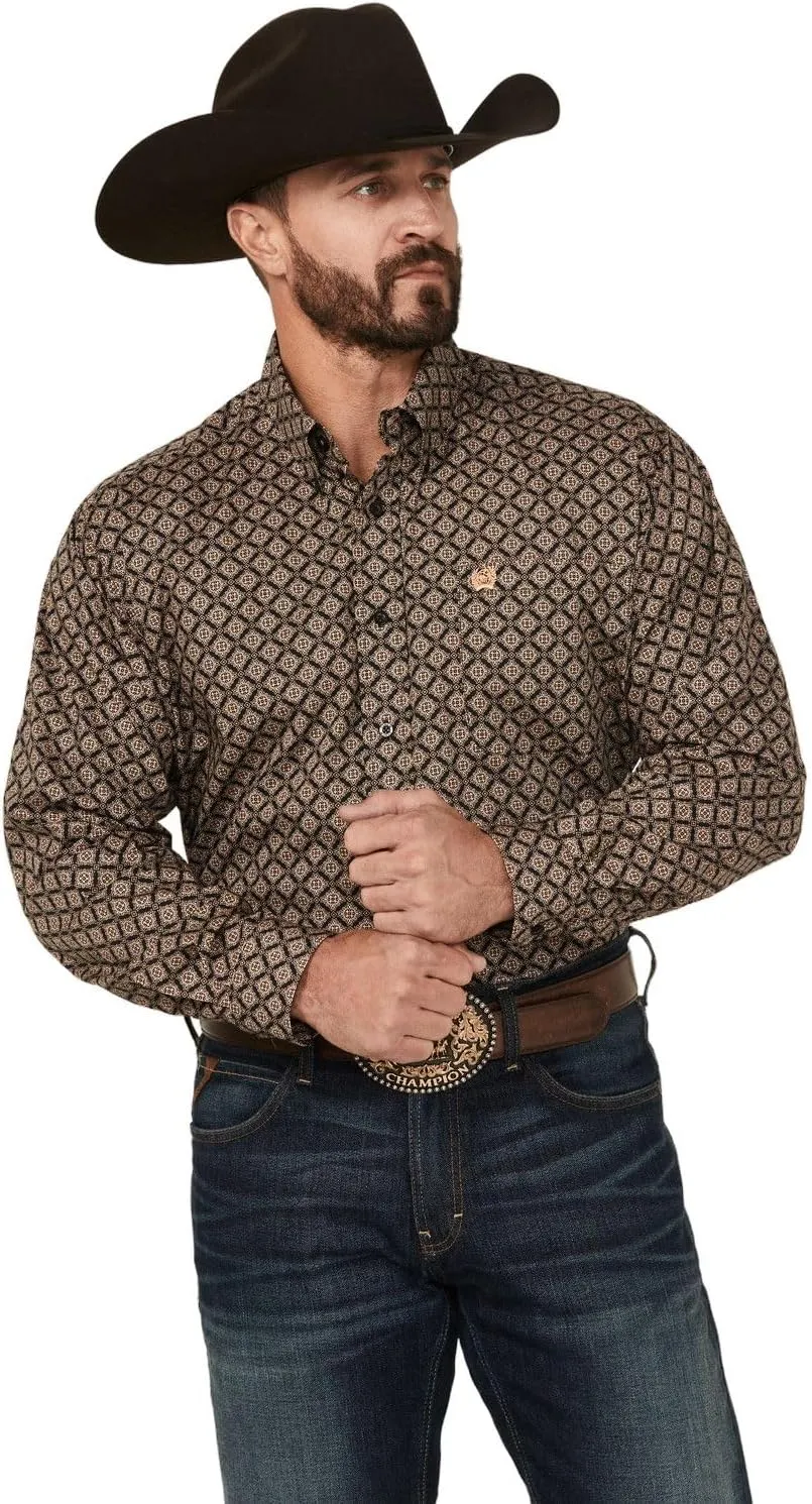 Cinch Men's Classic Button-Down Western Shirt Navy Paisley Print