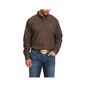 Cinch Men's Tan Diamond Print Long Sleeve Western Chocolate Brown Shirt