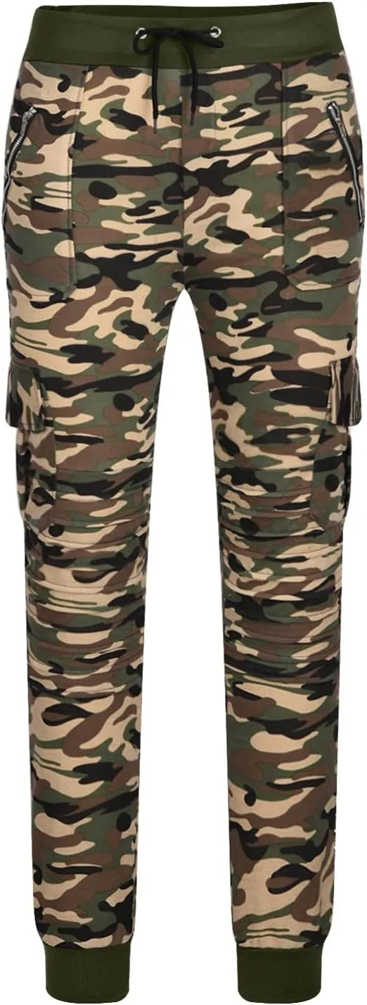 Ctreela Men's Plus Size Skinny Joggers Multi-Pockets Athletic Workout Pants Gym Training Slim Fit Running Jogging Sweatpants