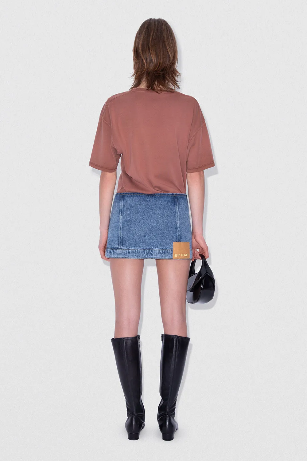 D Denim Mini Skirt Stone Wash Denim