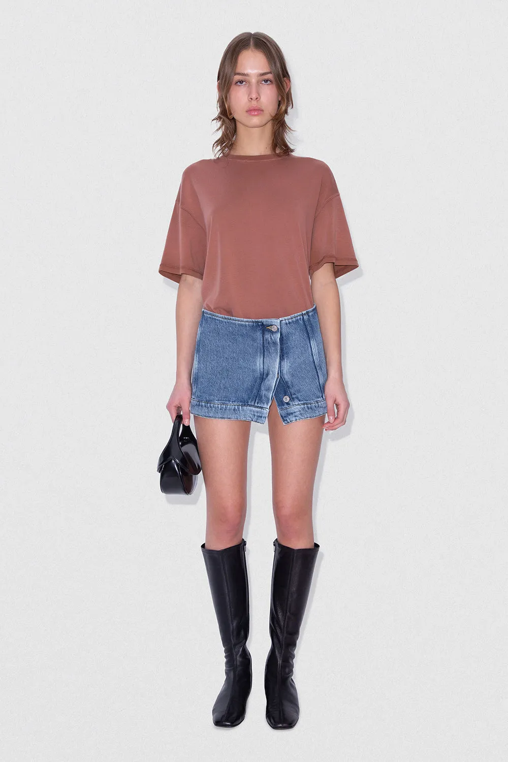 D Denim Mini Skirt Stone Wash Denim