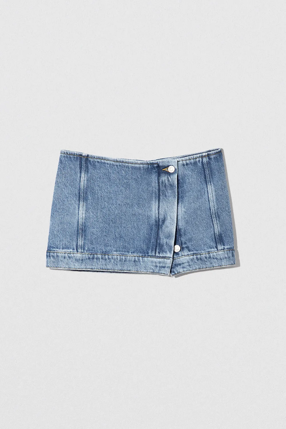 D Denim Mini Skirt Stone Wash Denim