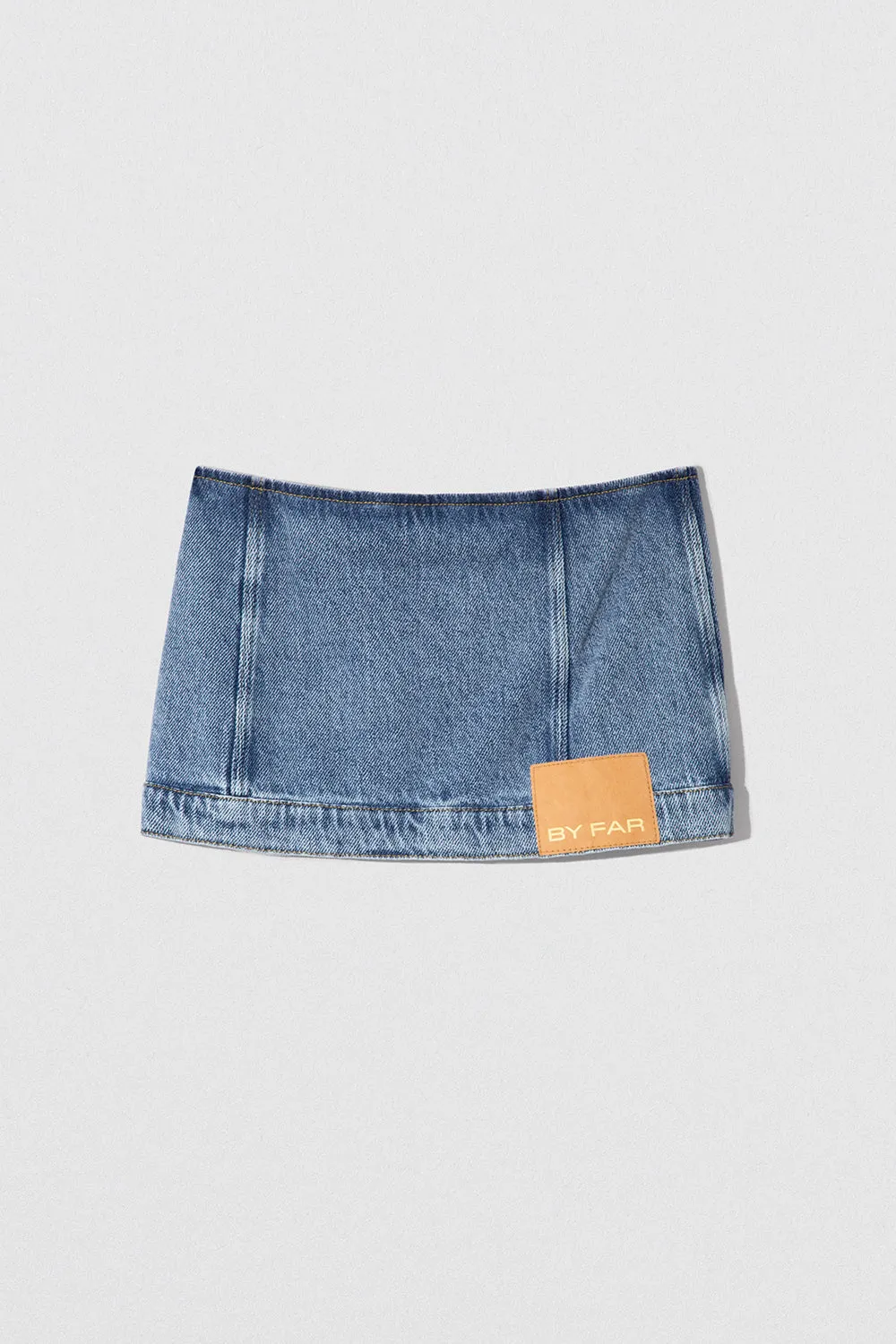 D Denim Mini Skirt Stone Wash Denim