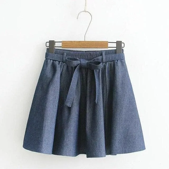 Denim Skirt With Elastic Waist