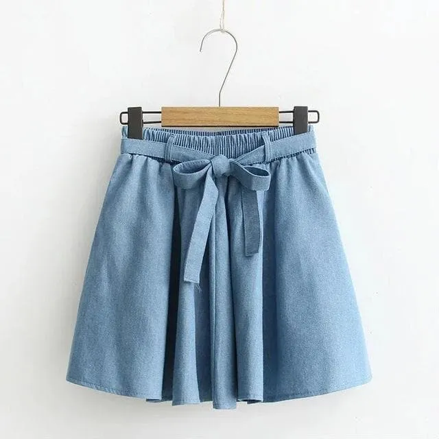 Denim Skirt With Elastic Waist