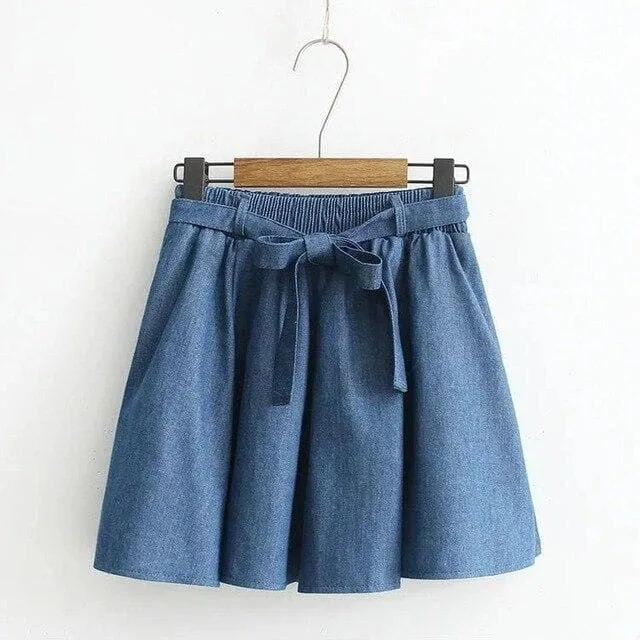 Denim Skirt With Elastic Waist