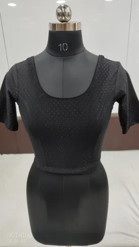 Elegant Black Color Cotton Dobby Stretchable Ready To Wear Blouse For Women