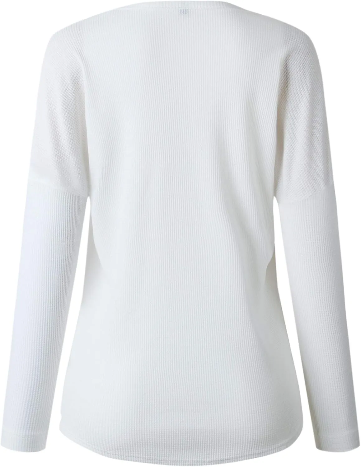 Famulily Women's Waffle Knit Tunic Tops Loose Long Sleeve Button Up V Neck Henley Shirts