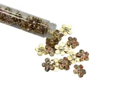 Fancy Flower Shank Buttons - Gold/Ivory
