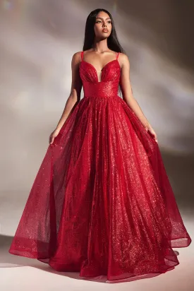 Fearless Layered Glitter Fabric Ballgown 740996ER-Red LaDivine CD996 Cinderella Divine CD996