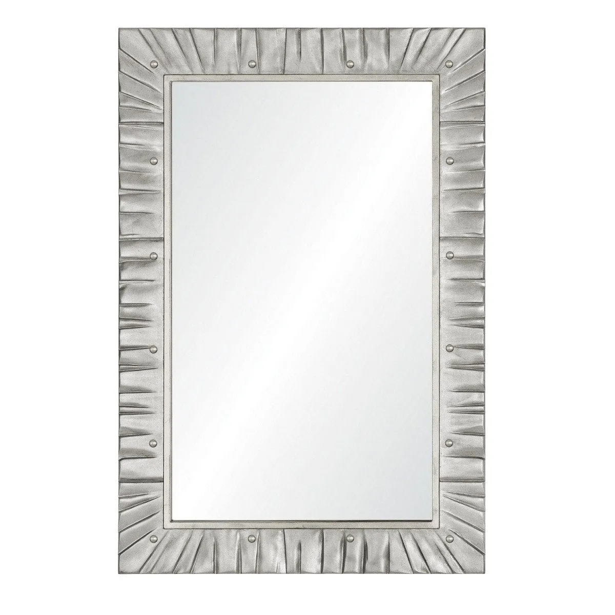 Hand Carved Distressed Silver Leaf Mirror by Suzanne Kasler