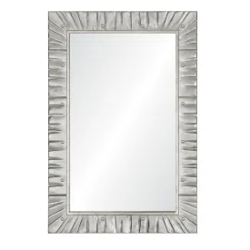 Hand Carved Distressed Silver Leaf Mirror by Suzanne Kasler