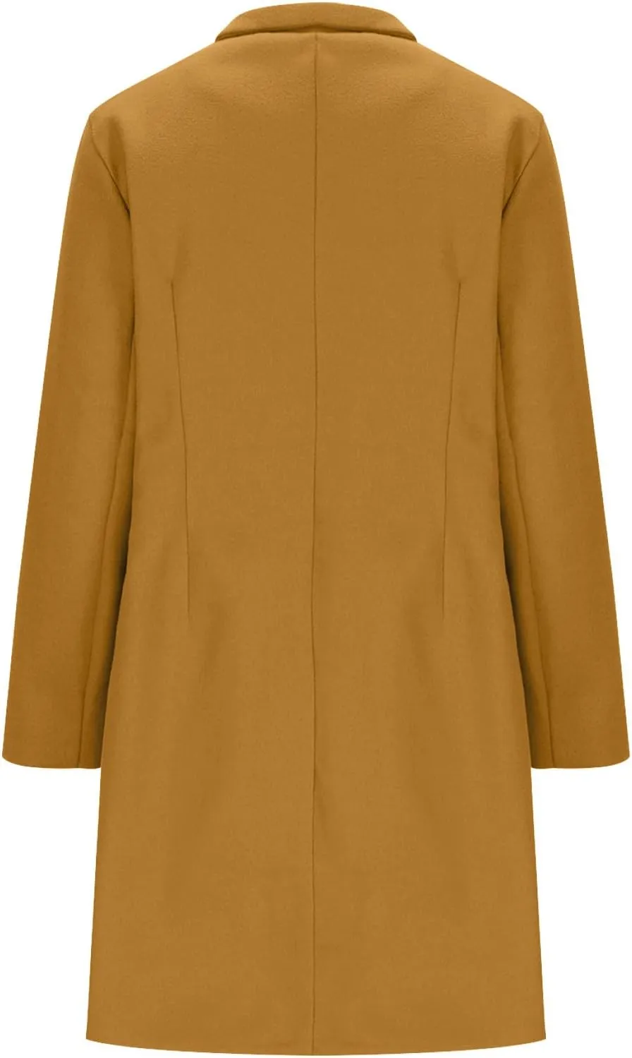 HGps8w Notch Lapel Trench Coat for Women Dressy Wool Blend Mid-Long Winter Pea Coat Plain Outerwear Jackets with Pockets
