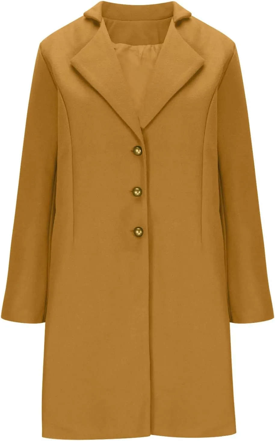 HGps8w Notch Lapel Trench Coat for Women Dressy Wool Blend Mid-Long Winter Pea Coat Plain Outerwear Jackets with Pockets