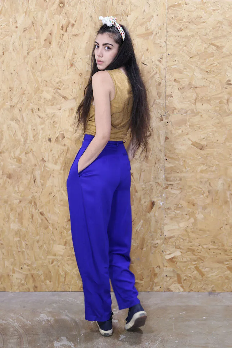 High Waisted Blue Trousers