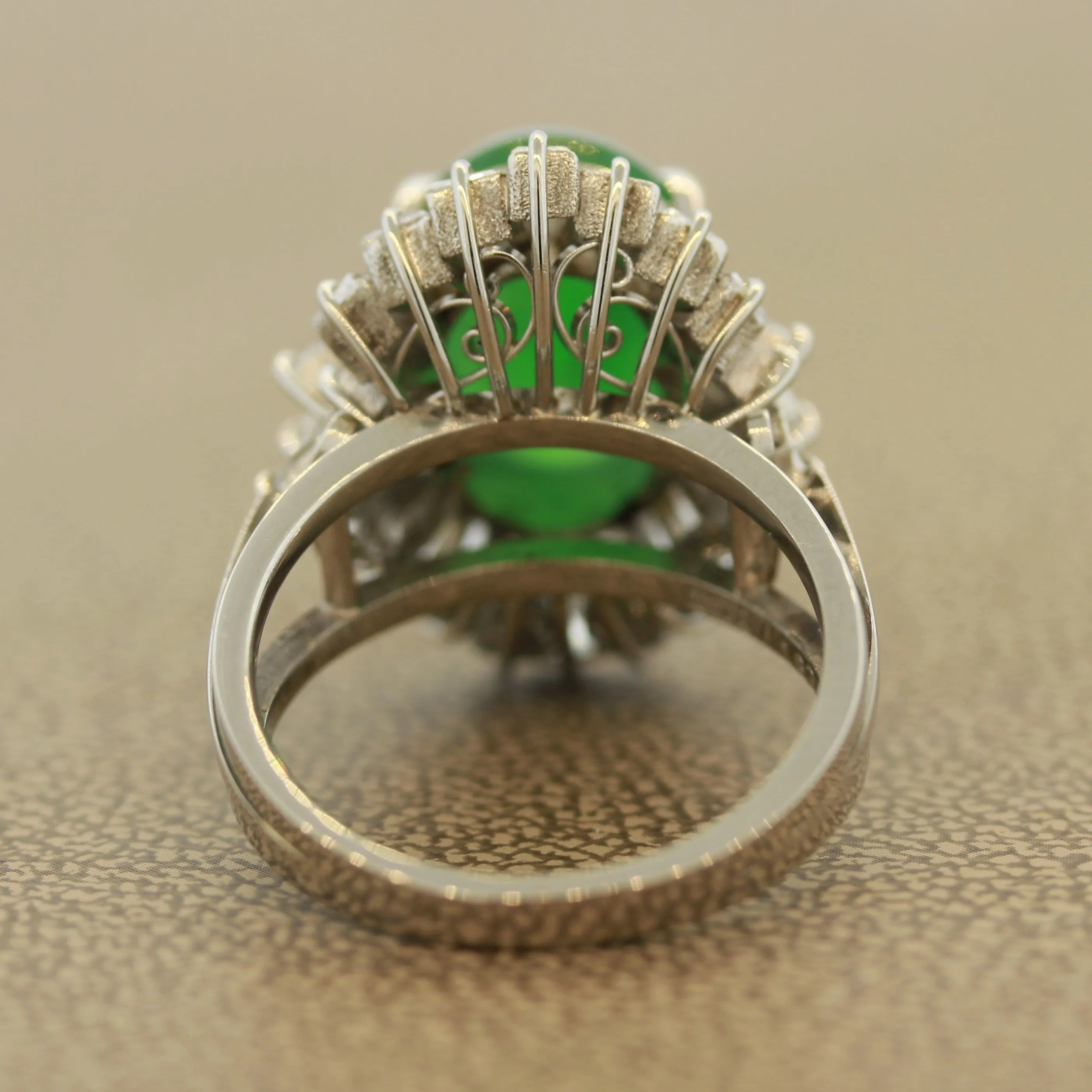 Jadeite Jade Diamond Platinum Cocktail Ring