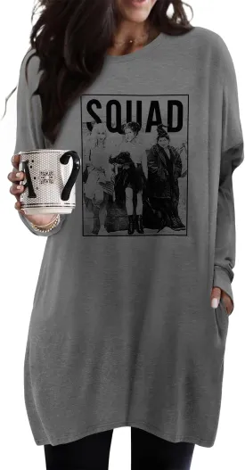 KISSMODA Women's Long Sleeve Tunic Tops Fall for Leggings Casual Long Tunics with Pockets T Shirts Loose S-3XL