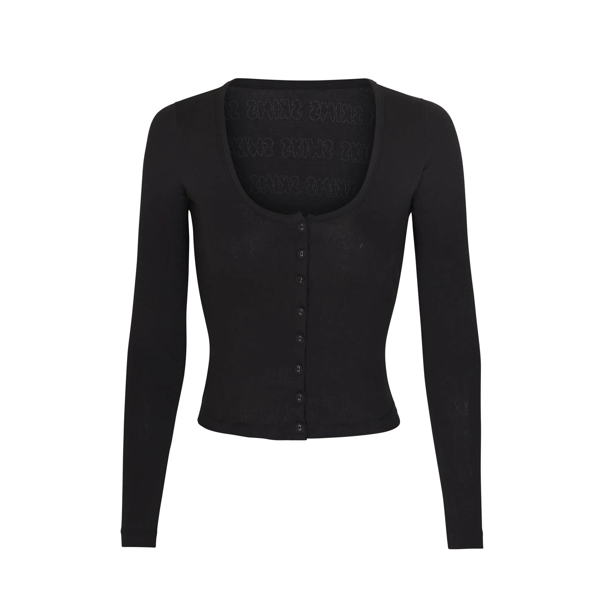 LACE POINTELLE HENLEY TOP | ONYX