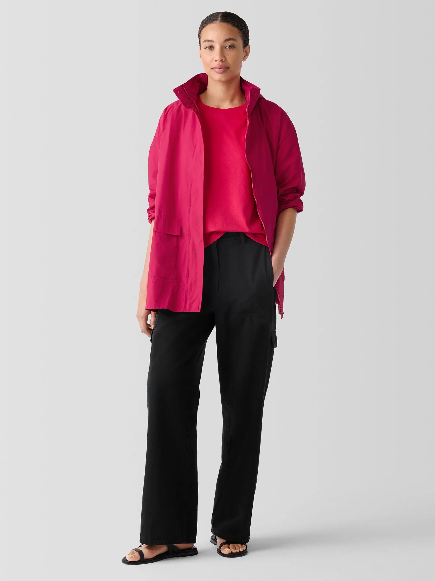 Light Cotton Nylon Stand Collar Jacket