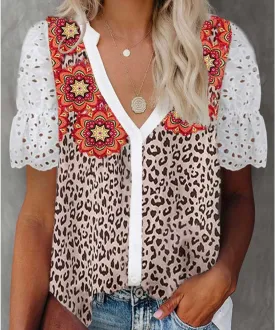 Mandala Leopard hollow out top