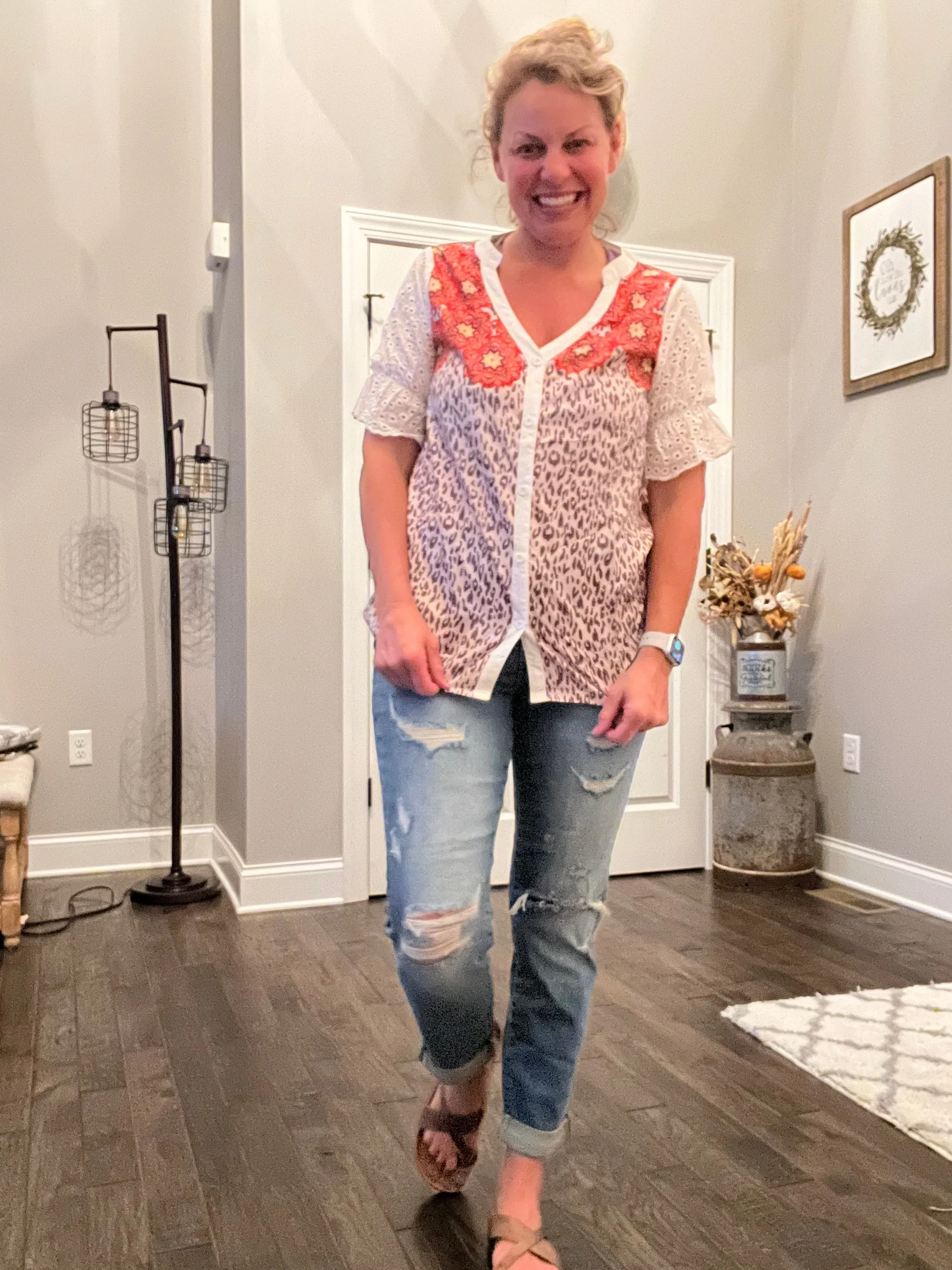 Mandala Leopard hollow out top