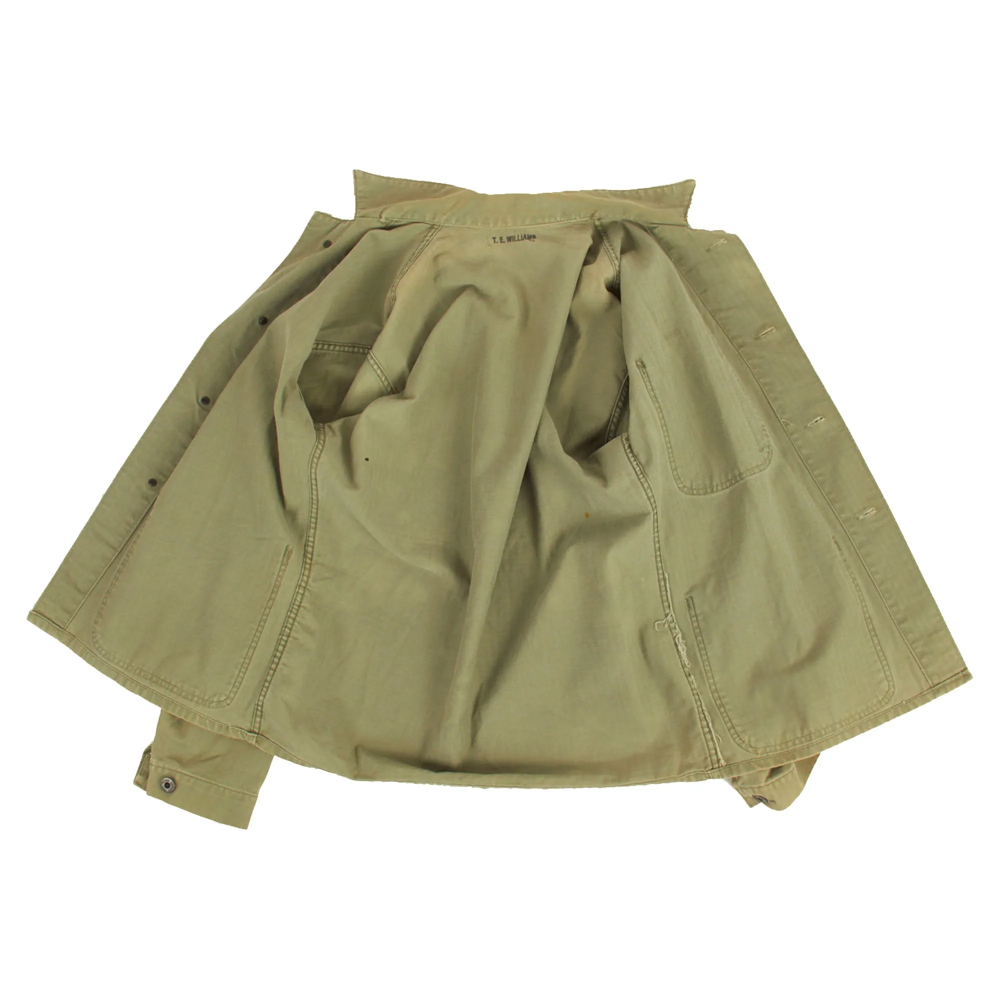 Original U.S. WWII Named USMC HBT Herringbone Twill P41 Combat Jacket With Gunnery Sergeant Chevrons